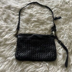 Vintage Viola Castellani Woven Slim Shoulder Bag Purse Black